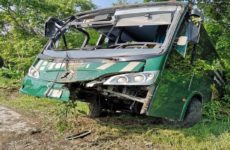 Autobús choca contra árboles; cinco lesionados