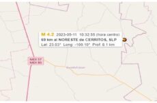 Reportan sismo de magnitud 4.2 a corta distancia de la cabecera de Cerritos
